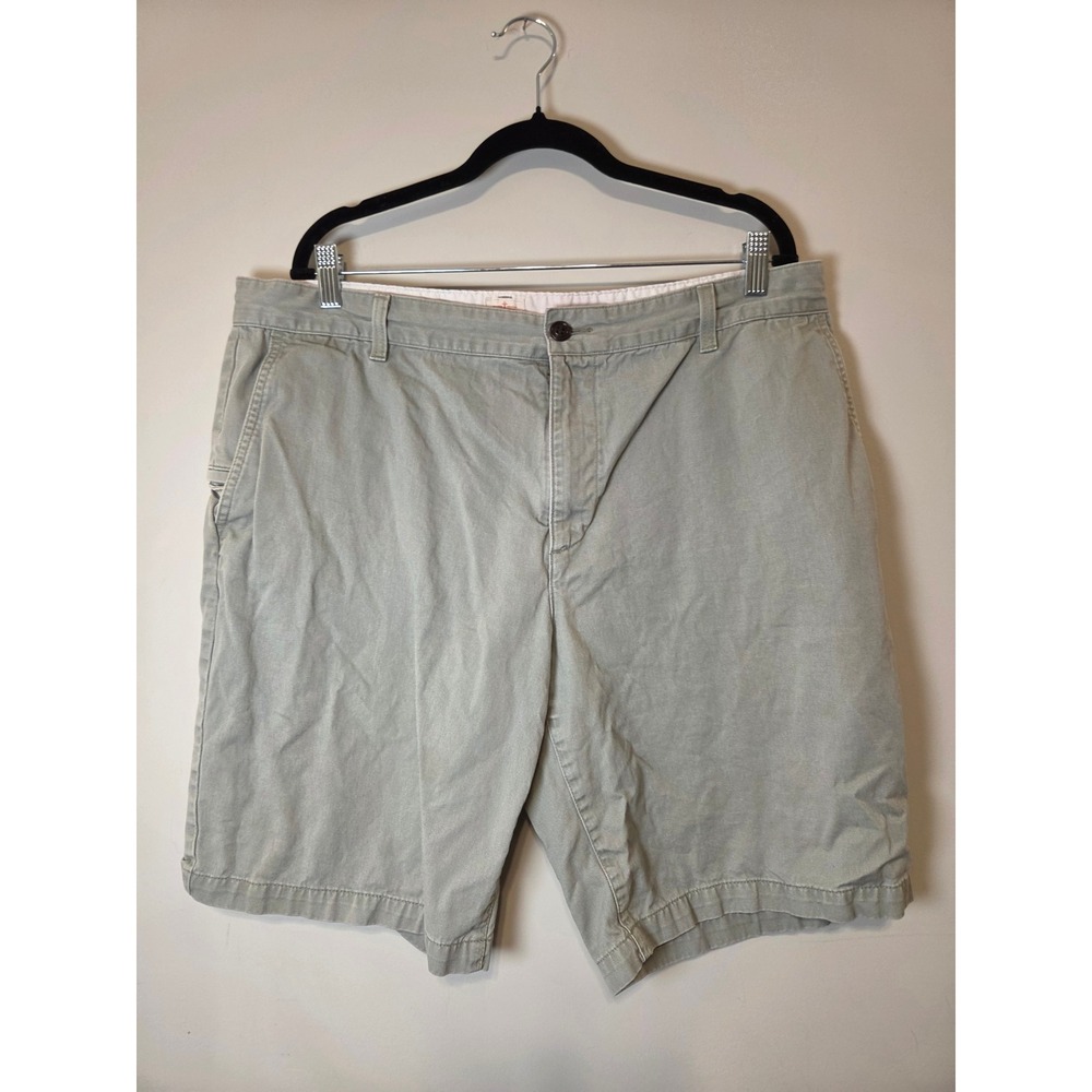 Dockers Mens 38 gray Khaki Chino Shorts Flat Front Cotton Twill Casual